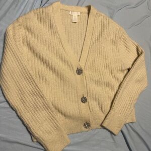 H&M Cream Knit Cardigan with Decorative Buttons